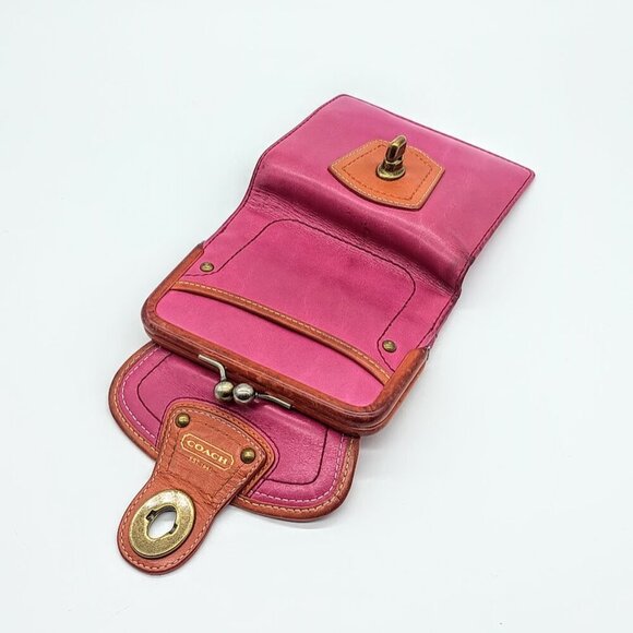 Vintage Coach Legacy Kiss-Lock Two-Tone Leather Wallet - Picture 6 of 12